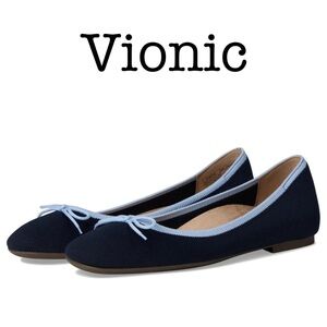 Vionic Navy Ballet Flats with Light Blue Trim Size 12